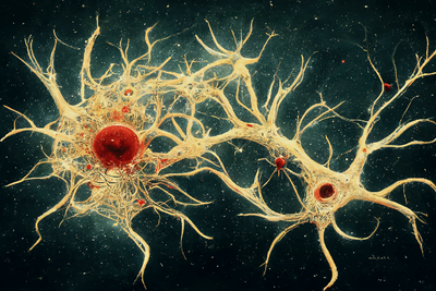 Artistic interpretation of of cancer cell ensheathment on blood vessels.