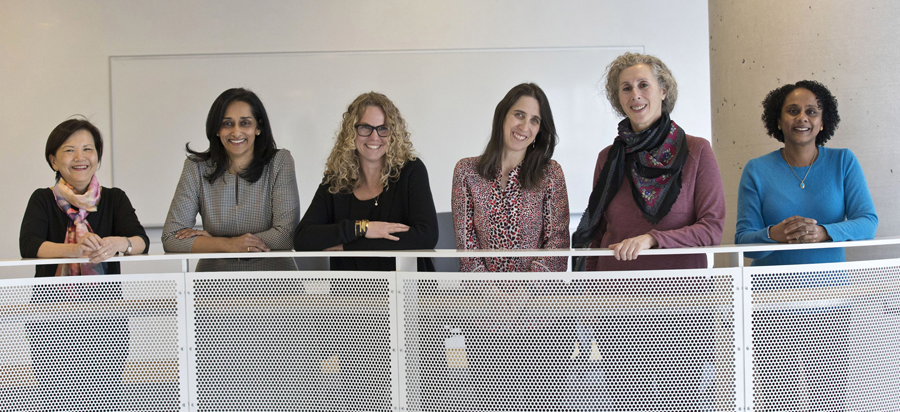 Drs. Annie Huang, Rulan Parekh, Lisa Strug, Meredith Irwin, Wendy Ungar and Lisa Robinson stand smiling next to each other