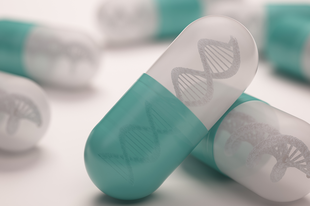 Rending of a pill capsule with a DNA strand inside